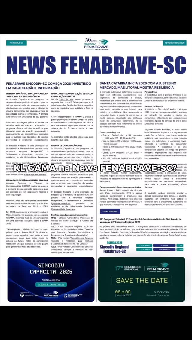 Anota na agenda.
A KL GAMA, em parceria com o SINCODIV FENABRAVE-SC, realiza mais um encontro técnico sobre RAPP 2026.
🚀 Os Erros Invisíveis que Geram Multas Automáticas no RAPP
Em 2026, o IBAMA intensifica o cruzamento de dados.
Consistência agora é estratégia.
🗓 25/02 – 16h
💻 Inscrição gratuita: https://forms.gle/pW3J7DDAArsxgaVx9
Nos vemos lá 🌎