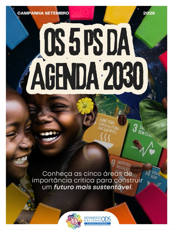 Em setembro, celebramos mais um ano da Agenda 2030 e renovamos um compromisso que pertence a todos: construir um futuro mais justo, inclusivo e sustentável.
Para orientar essa transformação, a Agenda 2030 está estruturada em cinco grandes áreas de importância crítica, conhecidas como os 5 Ps.
👥 Pessoas – Colocar a dignidade humana no centro das decisões, combatendo a pobreza, a fome e as desigualdades.
🌎 Planeta – Cuidar da vida em todas as suas formas, protegendo a biodiversidade, enfrentando as mudanças climáticas e promovendo padrões sustentáveis de produção e consumo.
📈 Prosperidade – Promover desenvolvimento econômico, inovação e oportunidades para todas as pessoas, respeitando os limites do planeta.
🕊️ Paz – Fortalecer sociedades pacíficas, justas e inclusivas, com respeito aos direitos humanos, acesso à justiça e instituições eficazes.
🤝 Parcerias – Unir governos, empresas, organizações da sociedade civil, instituições de ensino e cidadãos para acelerar a implementação da Agenda 2030.
Os 5 Ps nos lembram que o desenvolvimento sustentável só acontece quando diferentes pessoas e organizações caminham na mesma direção.
Ao longo de setembro, o Movimento ODS SC convida você a percorrer essa jornada.
Dos ODS à ação.
Conhecer. Comprometer-se. Transformar.
#setembroods #odsnaprática #agenda2030